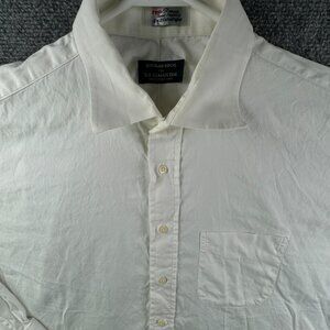 Gitman Bros USA Button Up Shirt TTX Oxford Long Sleeve Men White 17.5 34 Cotton